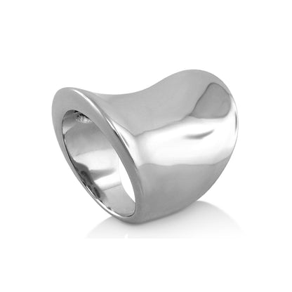 Shiny Circles Ring, silver wide sculptural cocktail ring on Tampa Home & Garden Store