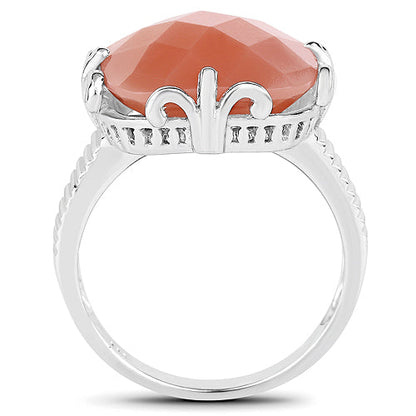 Ring 12.75ct peach moonstone set in .925 sterling silver with crown setting and band Bids.com on Tampa Home & Garden Store