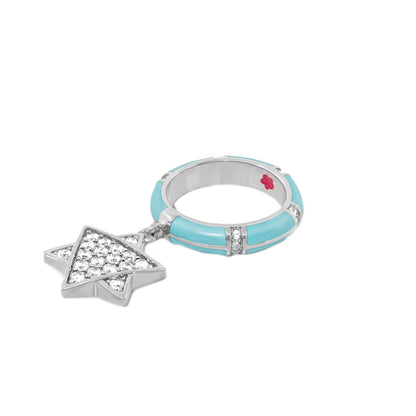 Star of David ring with turquoise enamel band and pavé diamond star pendant by Lauren G Adams on Tampa Home & Garden Store