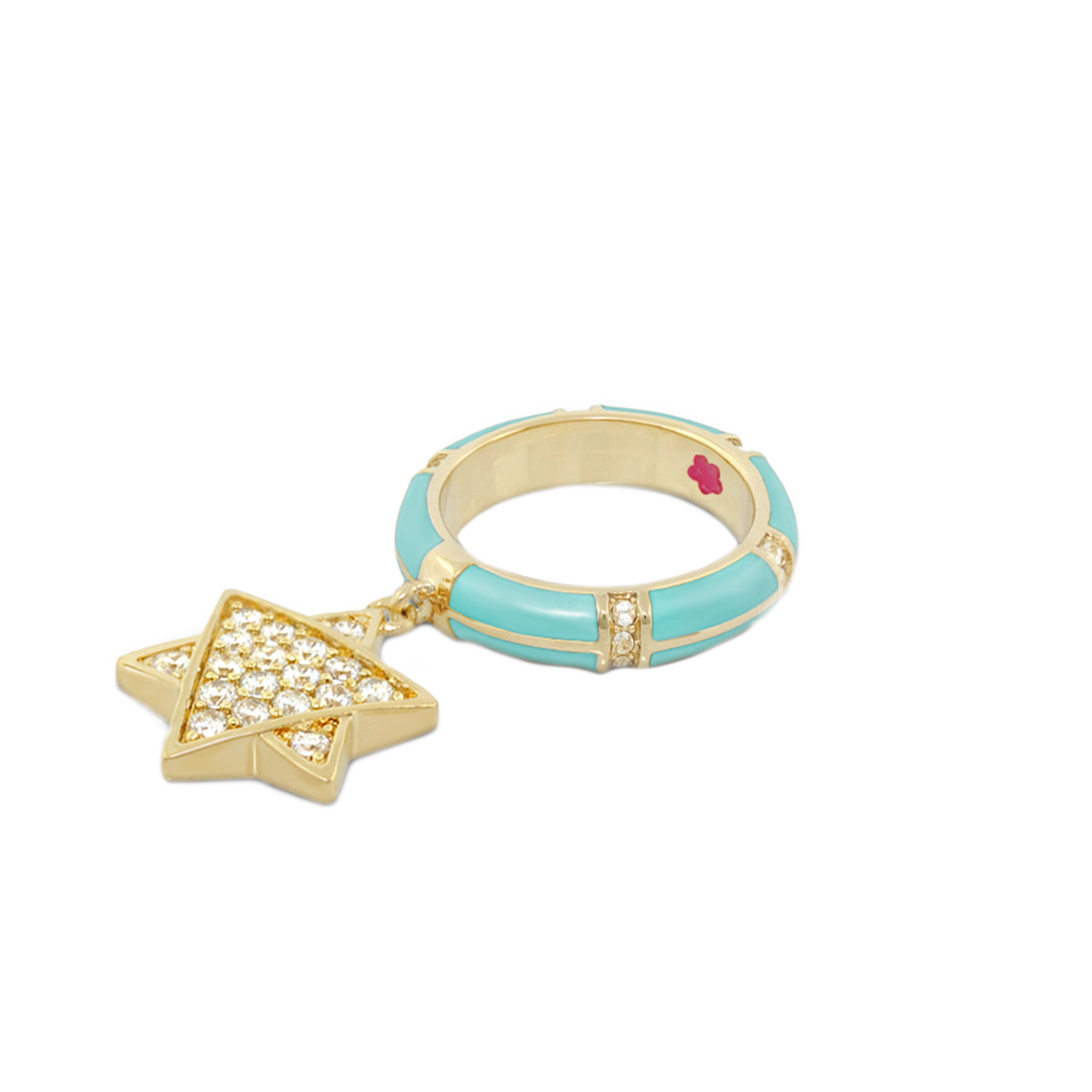 Star of David Ring by Lauren G Adams with turquoise enamel and diamond-pave star charm on Tampa Home & Garden Store