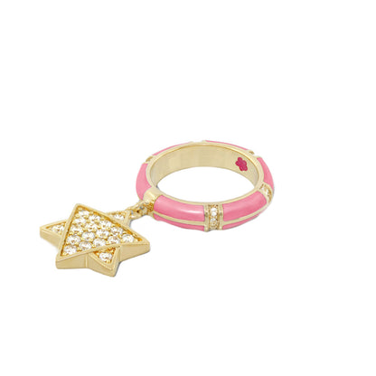 Star of David Ring by Lauren G Adams, pink enamel band with diamond star pendant on Tampa Home & Garden Store