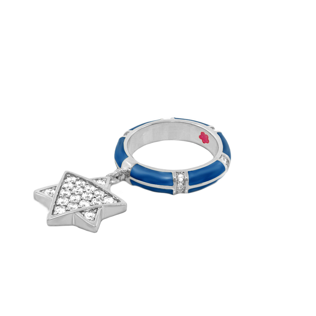 Star of David ring with blue enamel band and diamond pendant by Lauren G Adams on Tampa Home & Garden Store