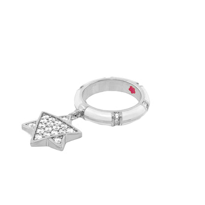 Star of David ring with pavé crystal star charm, silver-tone band with crystal accents on Tampa Home & Garden Store