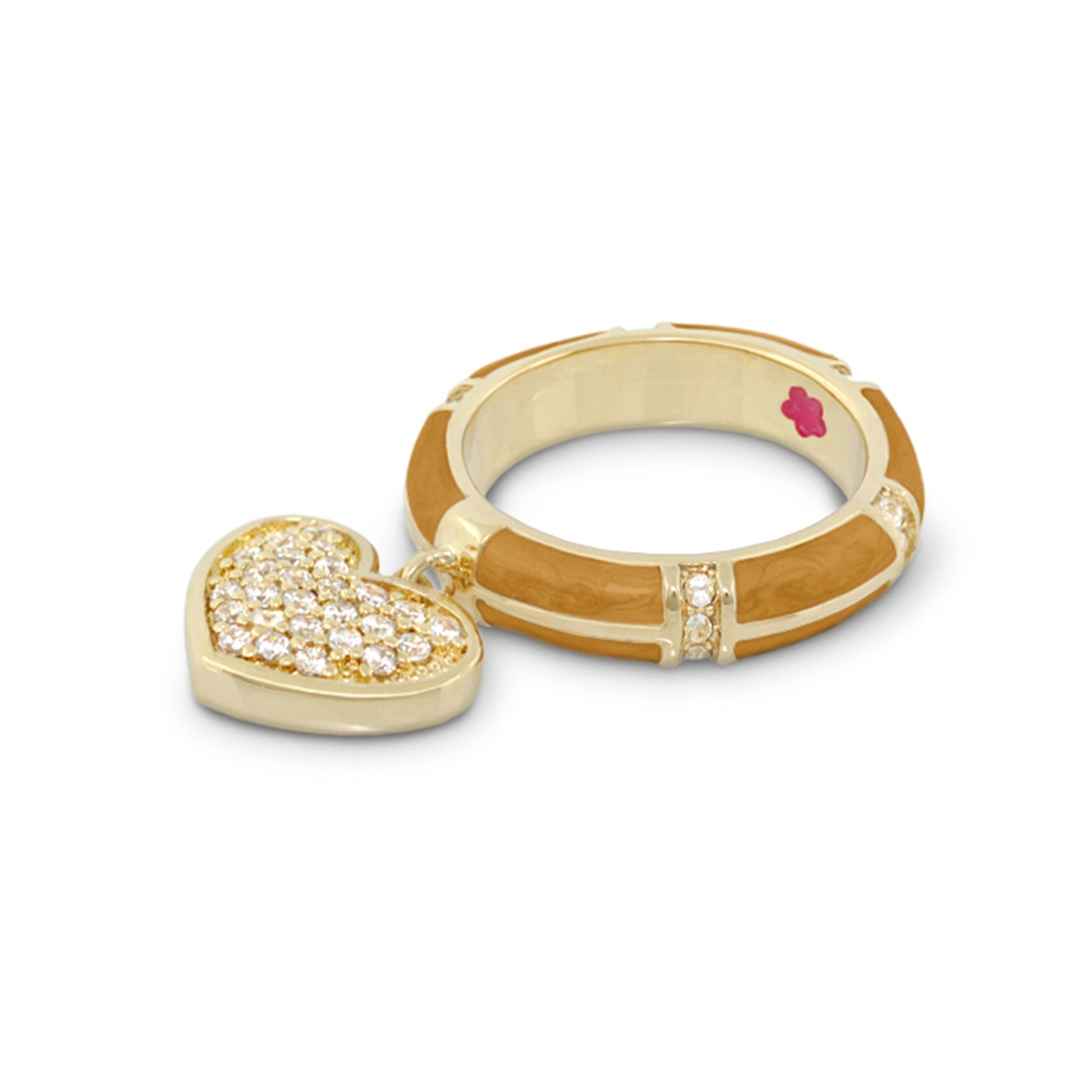 Charming 2 Ring Pavé Heart Charm by Lauren G Adams: gold-tone ring with pavé heart on Tampa Home & Garden Store