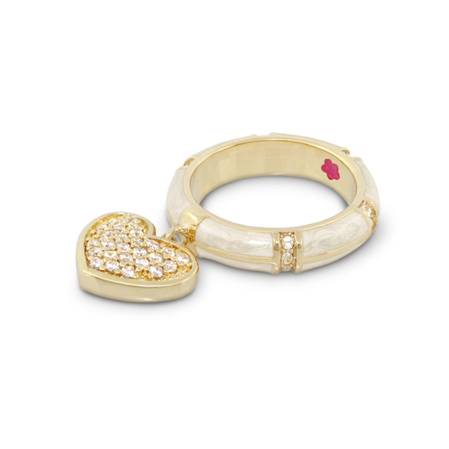 Charming 2-ring set with pavé heart charm on gold-tone bands by Lauren G Adams on Tampa Home & Garden Store