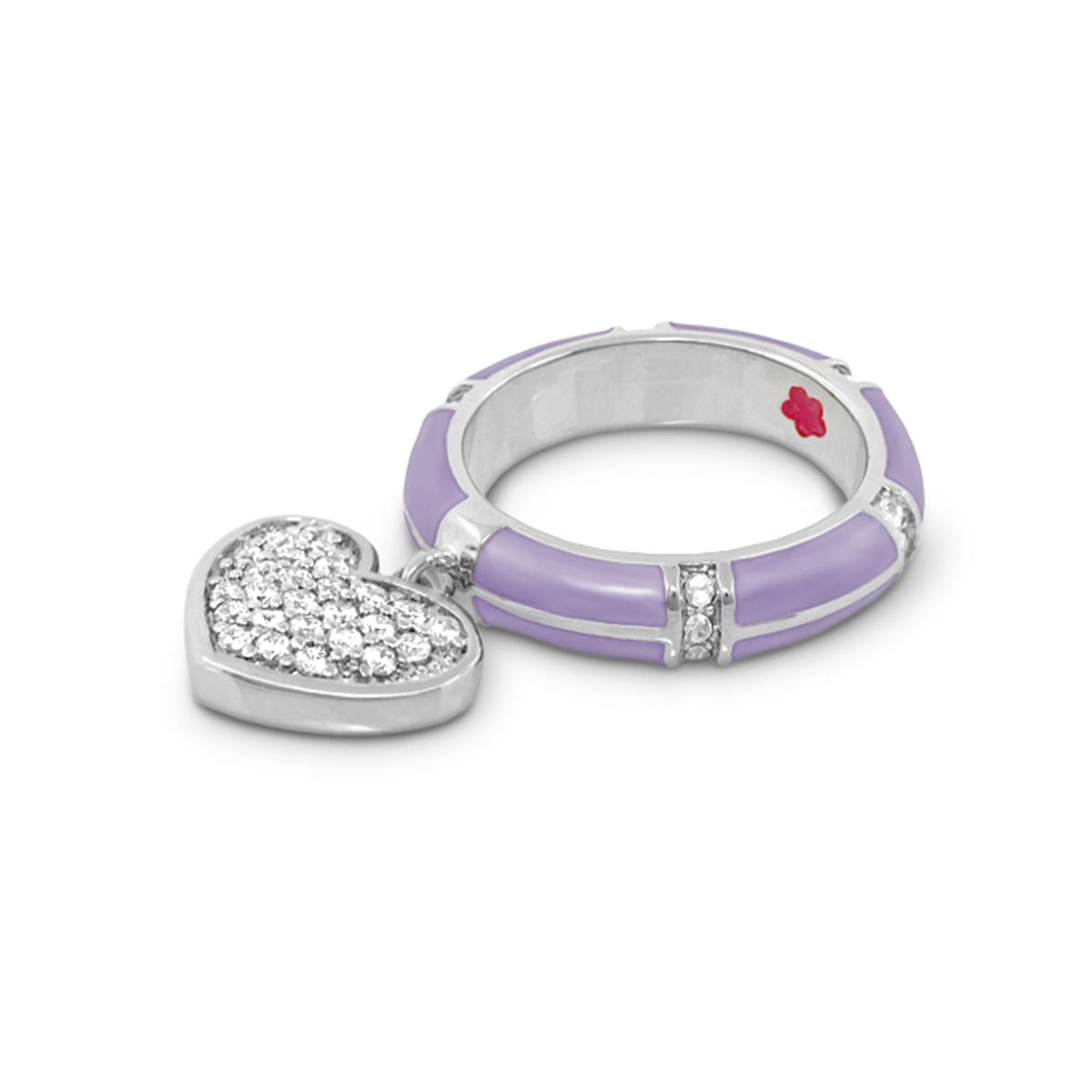 Charming 2-ring Pavé Heart Charm set in lavender enamel by Lauren G Adams on Tampa Home & Garden Store