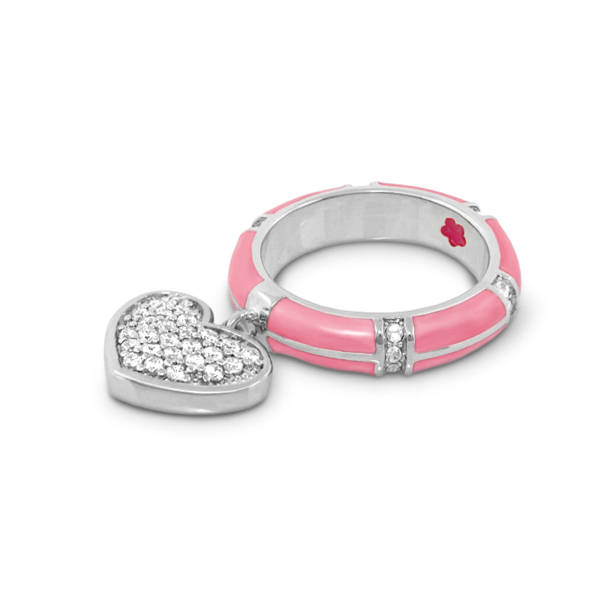 Charming 2 Ring Pavé Heart Charm set with pink enamel ring and pavé heart charm by Lauren G Adams on Tampa Home & Garden Store