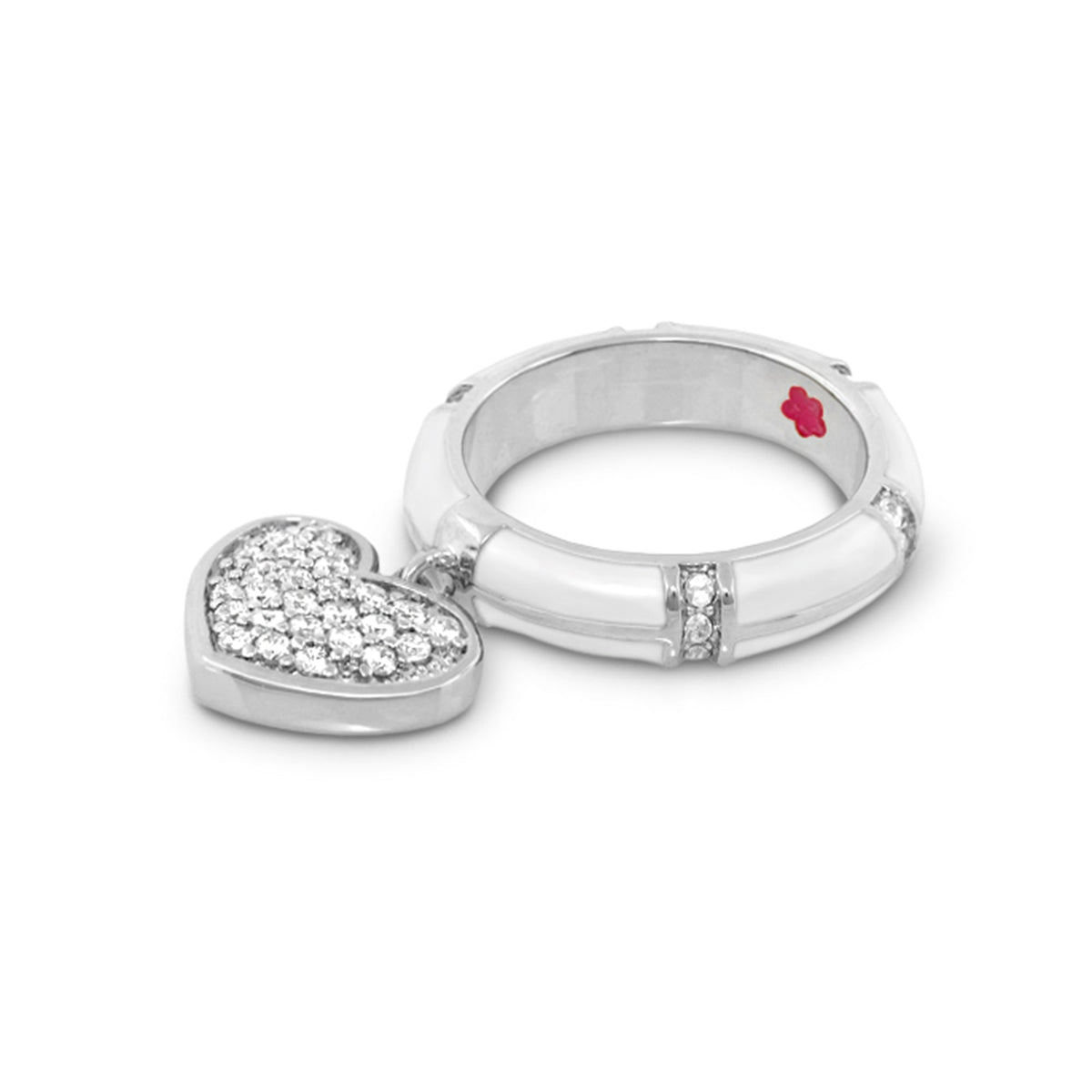 Charming 2 Ring Pavé Heart Charm by Lauren G Adams, silver rings with pavé hearts on Tampa Home & Garden Store