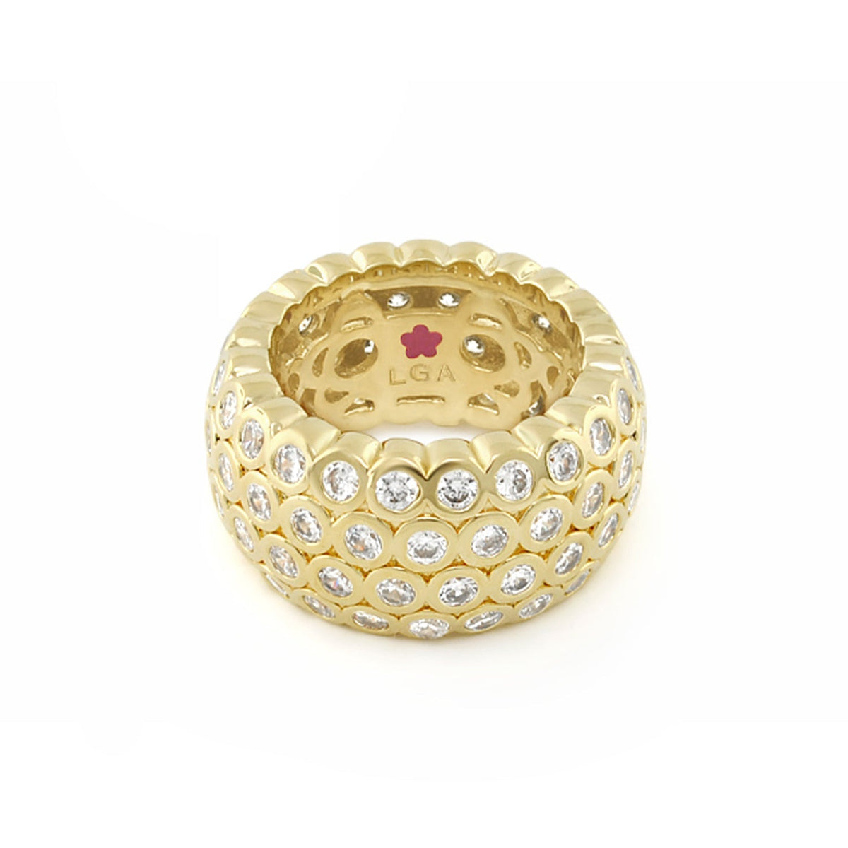 Fun Bubbles Band Ring Bezel Crystal Row gold tone with bezel set crystals by Lauren G Adams on Tampa Home & Garden Store