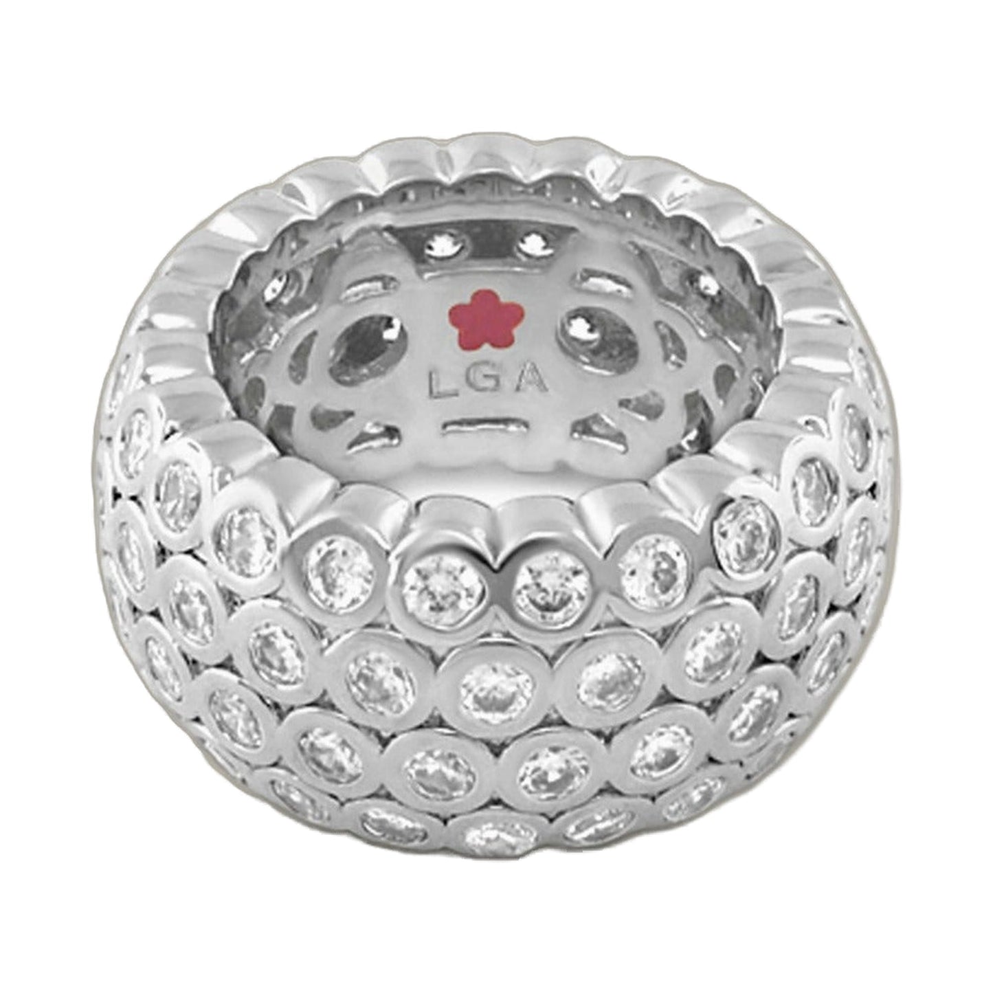 Fun Bubbles Band Ring by Lauren G Adams with bezel crystal row, silver-tone band on Tampa Home & Garden Store