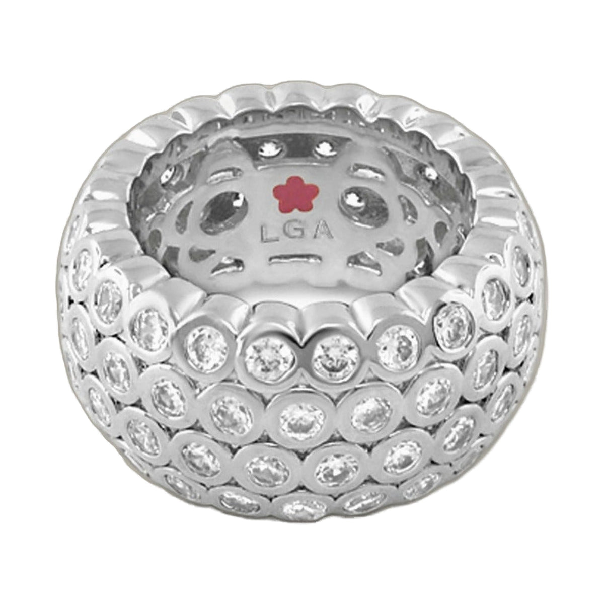 Fun Bubbles Band Ring by Lauren G Adams with bezel crystal row, silver-tone band on Tampa Home & Garden Store