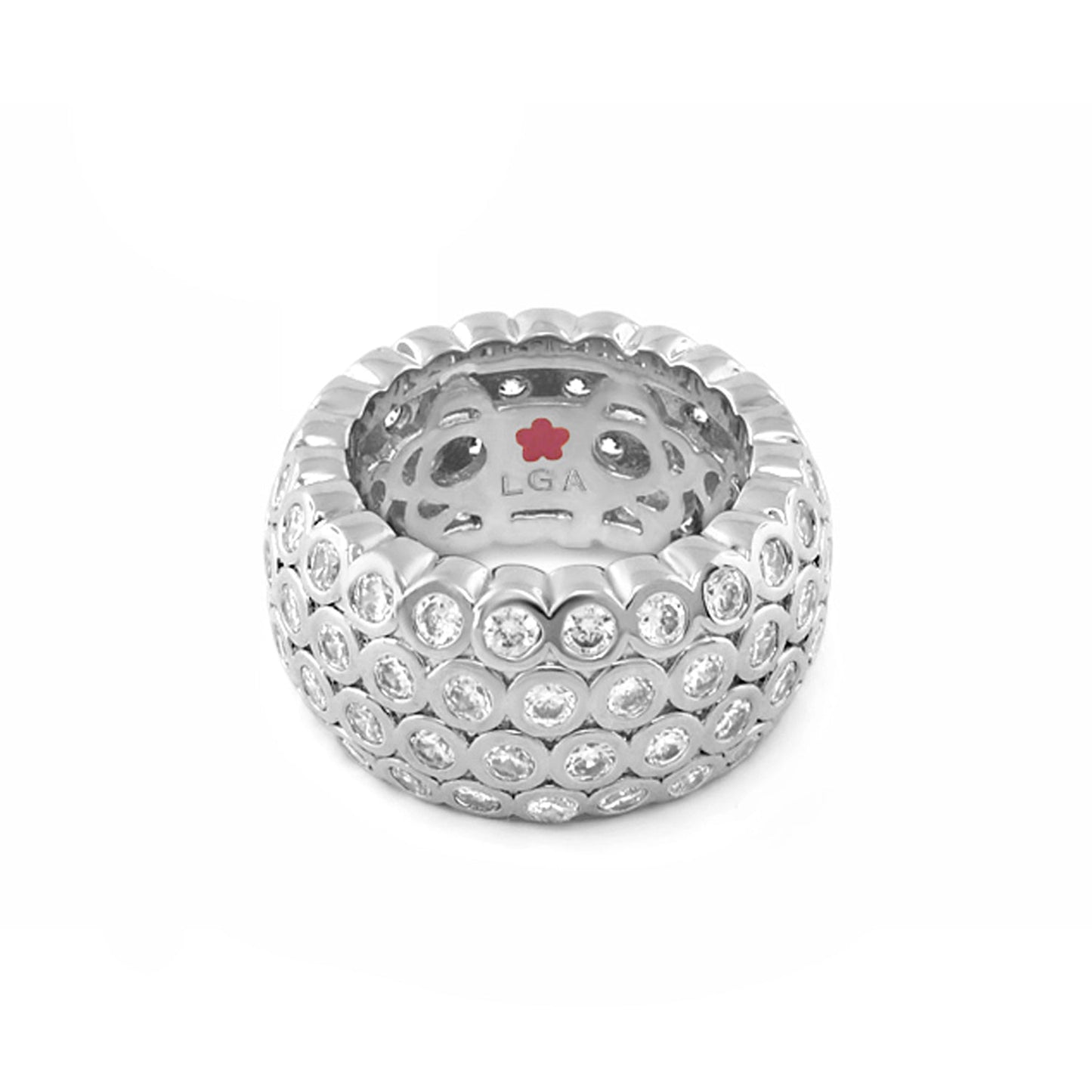 Fun Bubbles Band Ring by Lauren G Adams, silver-tone bezel crystal row, rings on Tampa Home & Garden Store