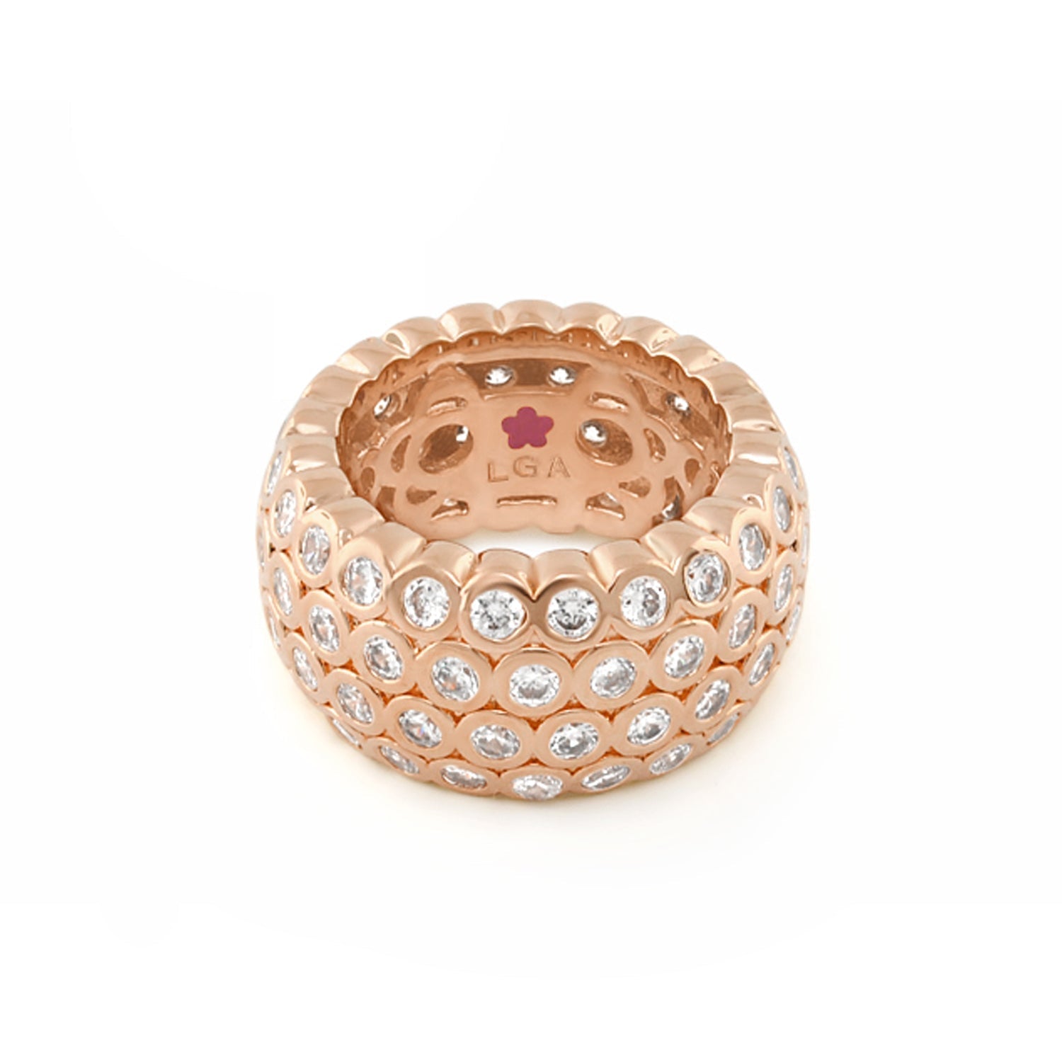 Fun Bubbles Band Ring with a row of bezel crystals in rose gold by Lauren G Adams on Tampa Home & Garden Store