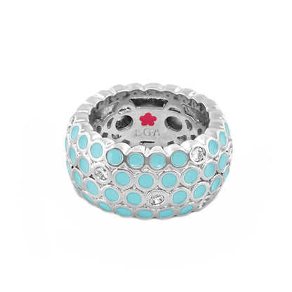 Fun Bubbles Band Ring with turquoise enamel dots on silver band by Lauren G Adams on Tampa Home & Garden Store