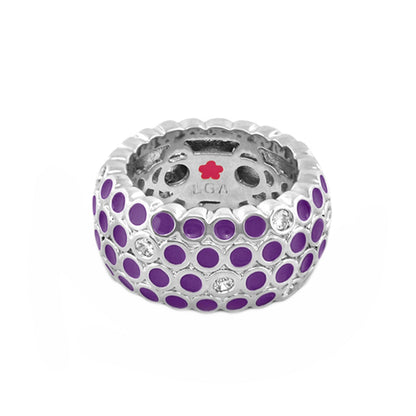 Fun Bubbles Band Ring with purple enamel dots on a silver band by Lauren G Adams on Tampa Home & Garden Store
