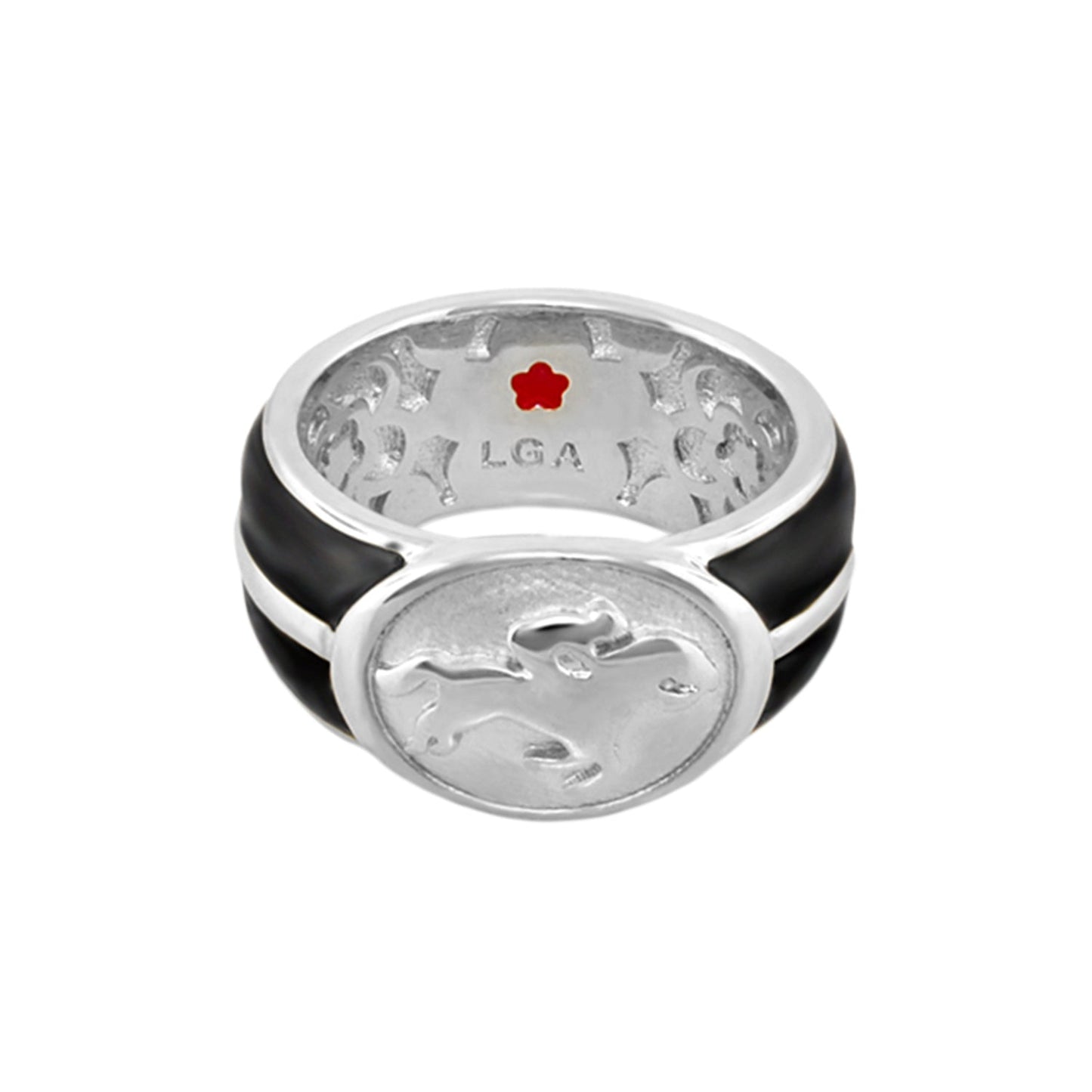 Equestrian Band Ring White Jockey Medallion with black enamel band by Lauren G Adams on Tampa Home & Garden Store