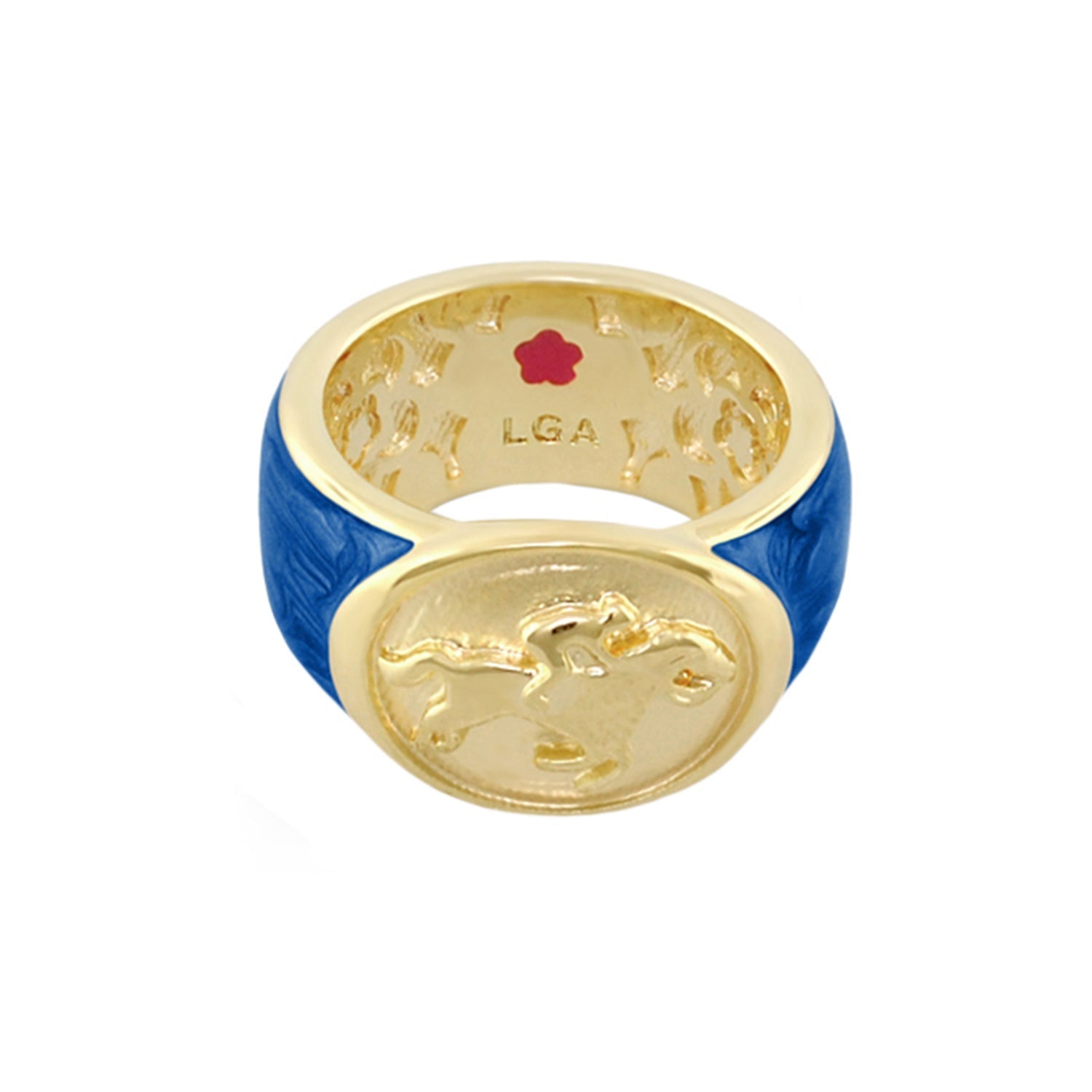 Band ring blue enamel with gold jockey medallion by Lauren G Adams on Tampa Home & Garden Store