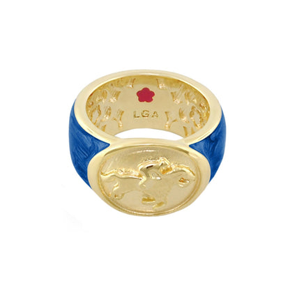 Band ring blue enamel with gold jockey medallion by Lauren G Adams on Tampa Home & Garden Store