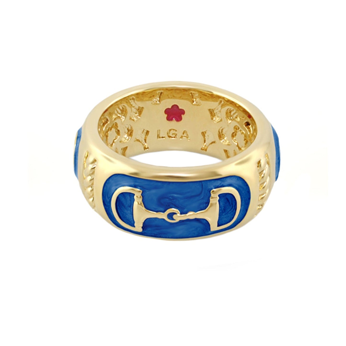 Equestrian Stirrup Ring Black Horsebit Band Ring gold with blue enamel by Lauren G Adams on Tampa Home & Garden Store