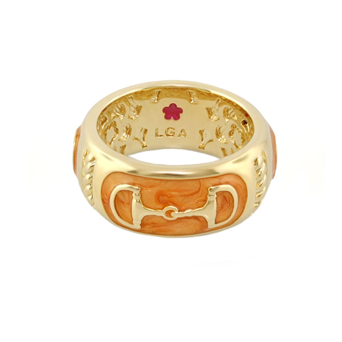 Equestrian Stirrup Ring Gold-tone band with brown enamel stirrup motif LGA interior on Tampa Home & Garden Store