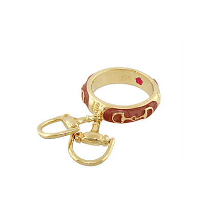 Equestrian Stirrup Ring with red enamel horsebit charm in gold by Lauren G Adams on Tampa Home & Garden Store