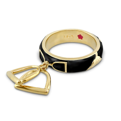 Equestrian Stirrup Ring gold-tone with black enamel by Lauren G Adams on Tampa Home & Garden Store