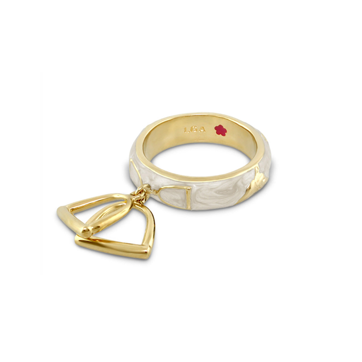 Equestrian Stirrup Ring with gold-tone charm on a two-tone stackable band Lauren G Adams on Tampa Home & Garden Store