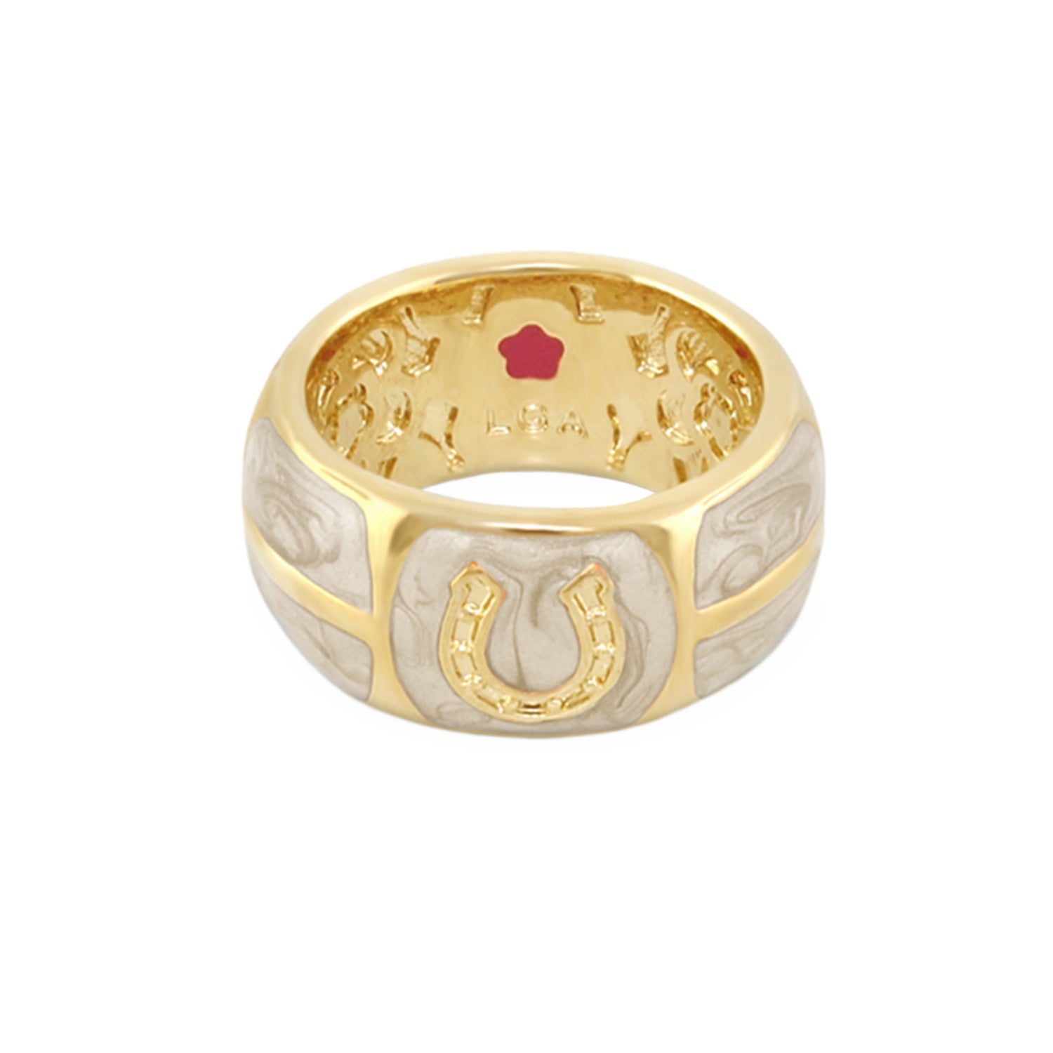 Equestrian Horseshoe Ring by Lauren G Adams, two-tone gold and silver band on Tampa Home & Garden Store