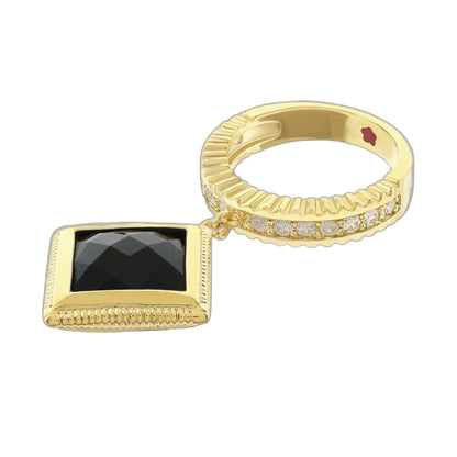 Geometric Dream Ring charm in gold with black onyx square and diamond accents by Lauren G Adams on Tampa Home & Garden Store