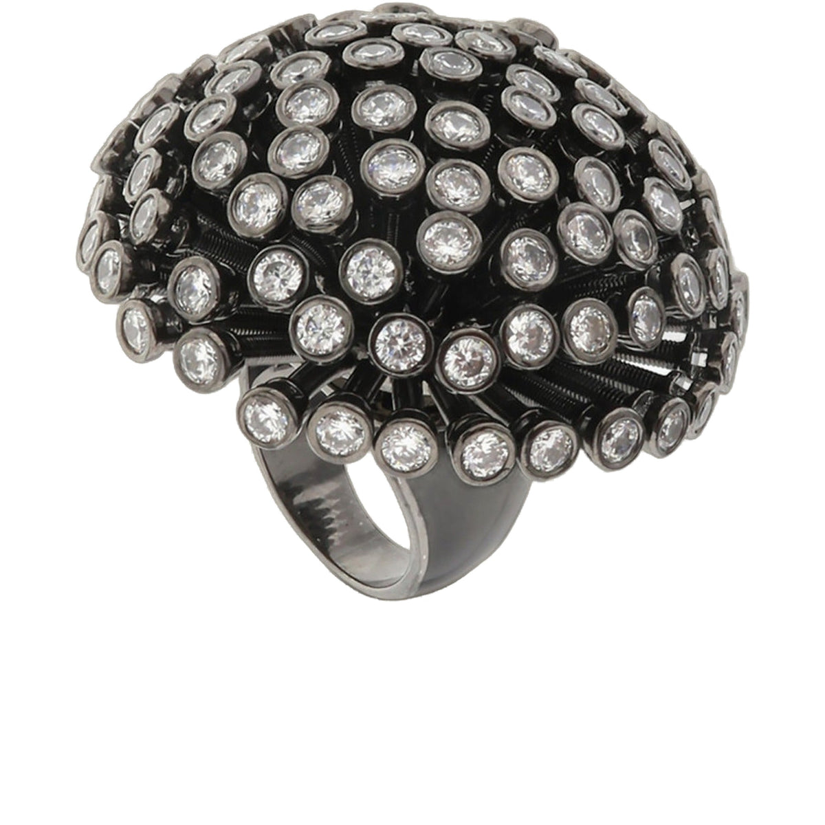 Starburst Bouquet Cocktail Ring by Lauren G Adams, silver-tone dome with clear rhinestones on Tampa Home & Garden Store