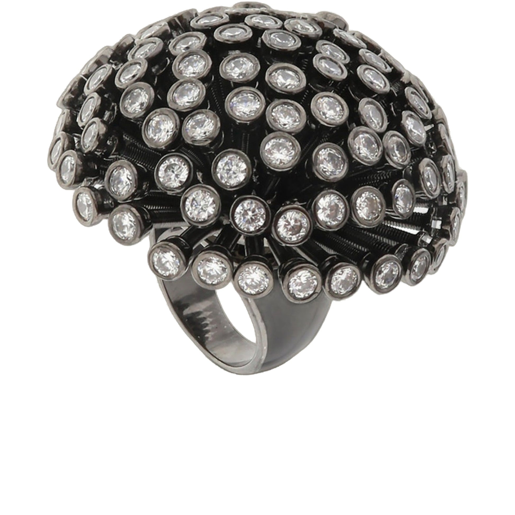 Starburst Bouquet Cocktail Ring by Lauren G Adams, silver-tone dome with clear rhinestones on Tampa Home & Garden Store