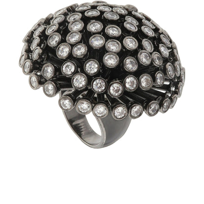 Starburst Bouquet Cocktail Ring by Lauren G Adams, silver-tone dome with clear rhinestones on Tampa Home & Garden Store