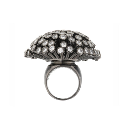 Starburst Bouquet Cocktail Ring by Lauren G Adams gunmetal dome with clear crystals on Tampa Home & Garden Store