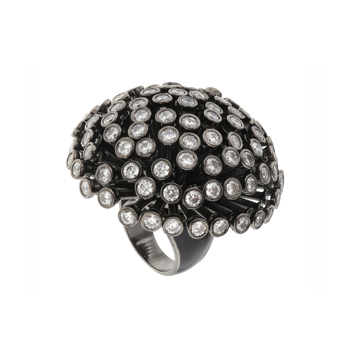 Starburst Bouquet Cocktail Ring by Lauren G Adams, black setting with clear rhinestones on Tampa Home & Garden Store