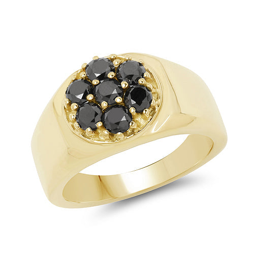 Ring yellow gold plated sterling silver with six black diamond cluster top, Bids.com on Tampa Home & Garden Store