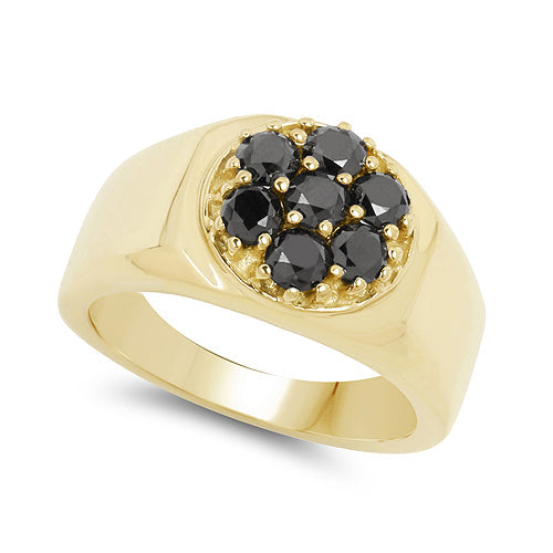 Ring 14K yellow gold plated over silver with 0.98ct black diamond cluster by Bids.com on Tampa Home & Garden Store