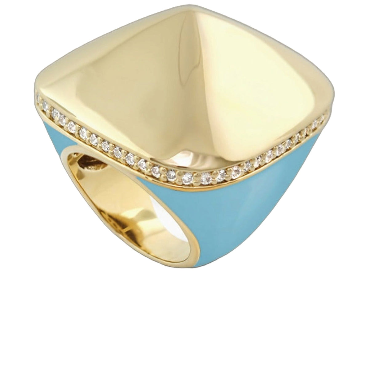 Chunky Town Ring Polished Cushion gold-tone cocktail ring with diamond band by Lauren G Adams on Tampa Home & Garden Store