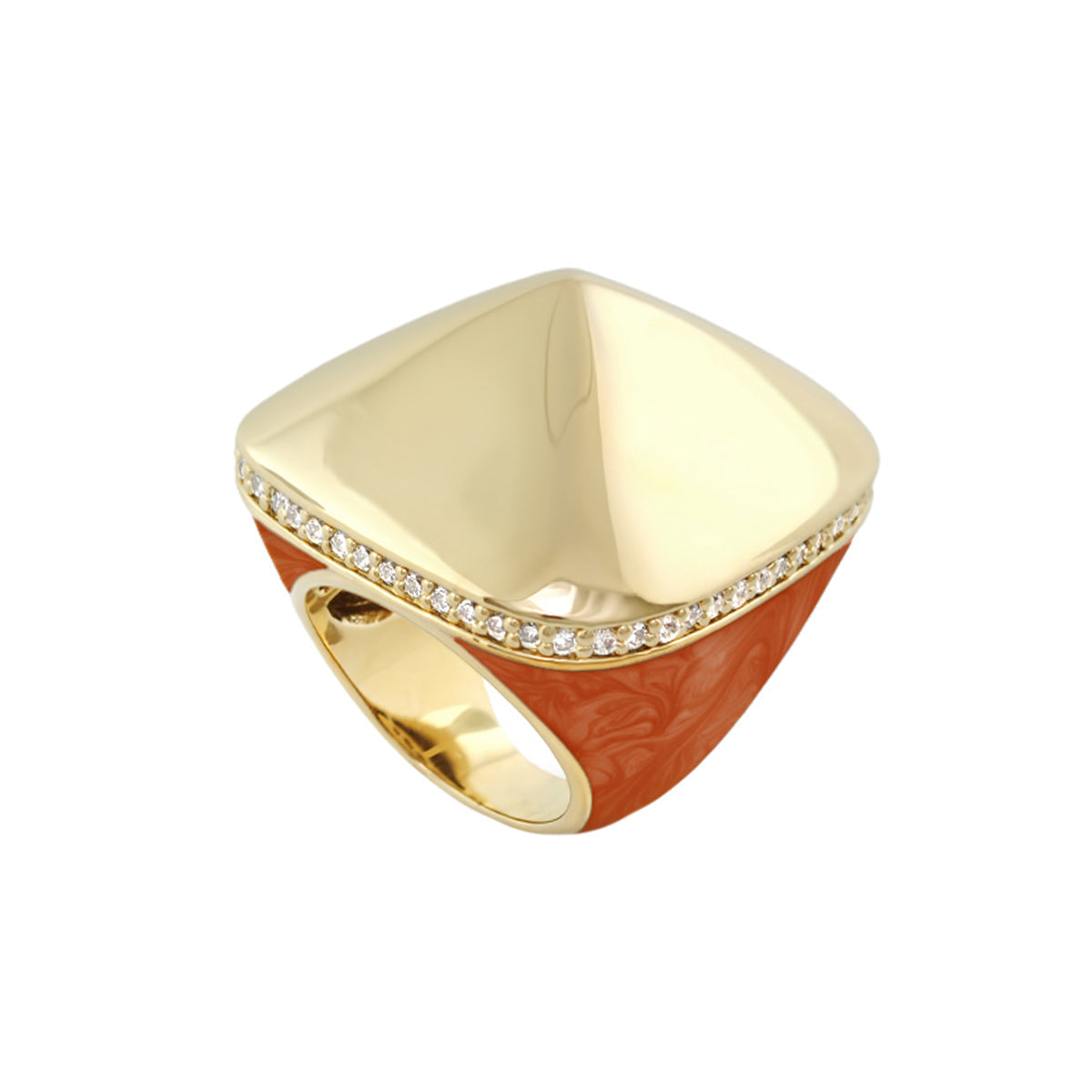 Chunky Town Ring by Lauren G Adams - cushion cocktail ring in gold with diamond edge on Tampa Home & Garden Store