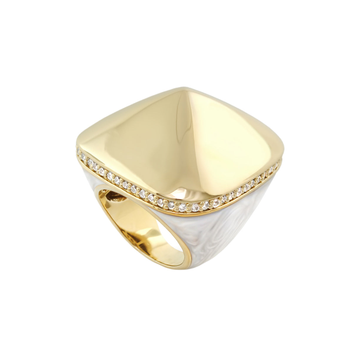 Chunky Town Ring Cushion, gold-tone cocktail ring with pavé diamonds, Lauren G Adams on Tampa Home & Garden Store