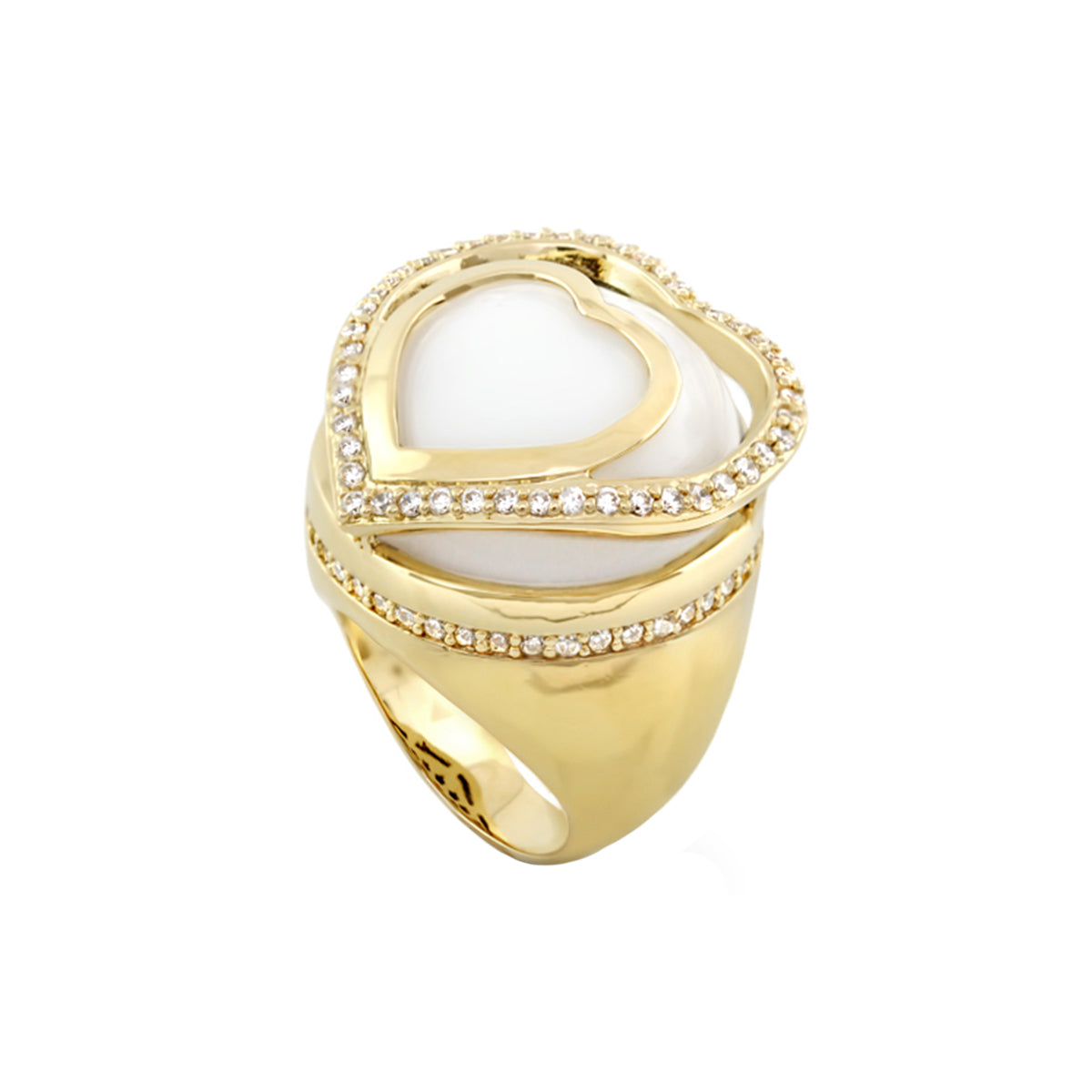 Chunky Town Ring — Pavé Heart Frame, gold tone cocktail ring by Lauren G Adams on Tampa Home & Garden Store