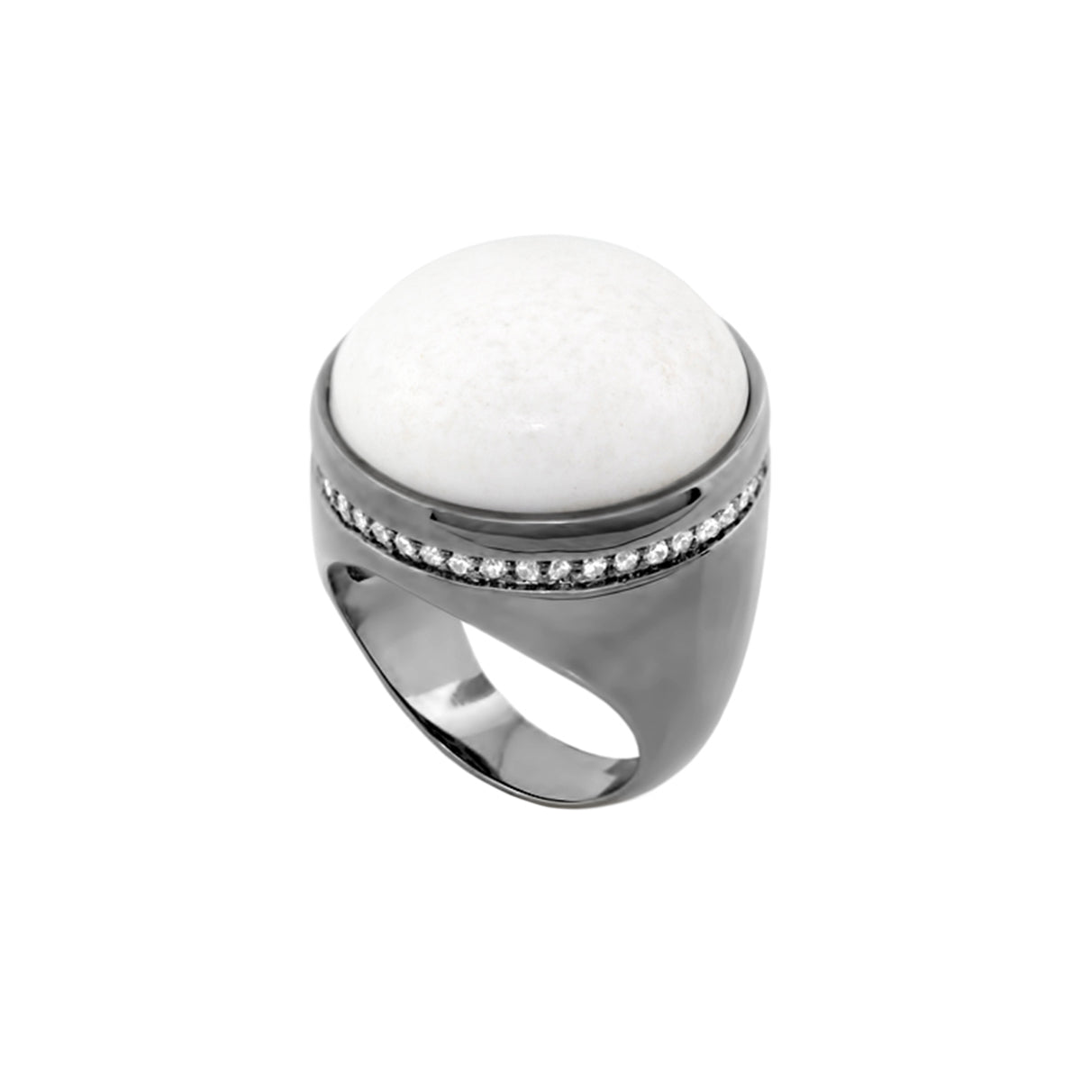 Chunky Town Ring Pavé-Trim Dome cocktail ring in silver with white stone by Lauren G Adams on Tampa Home & Garden Store