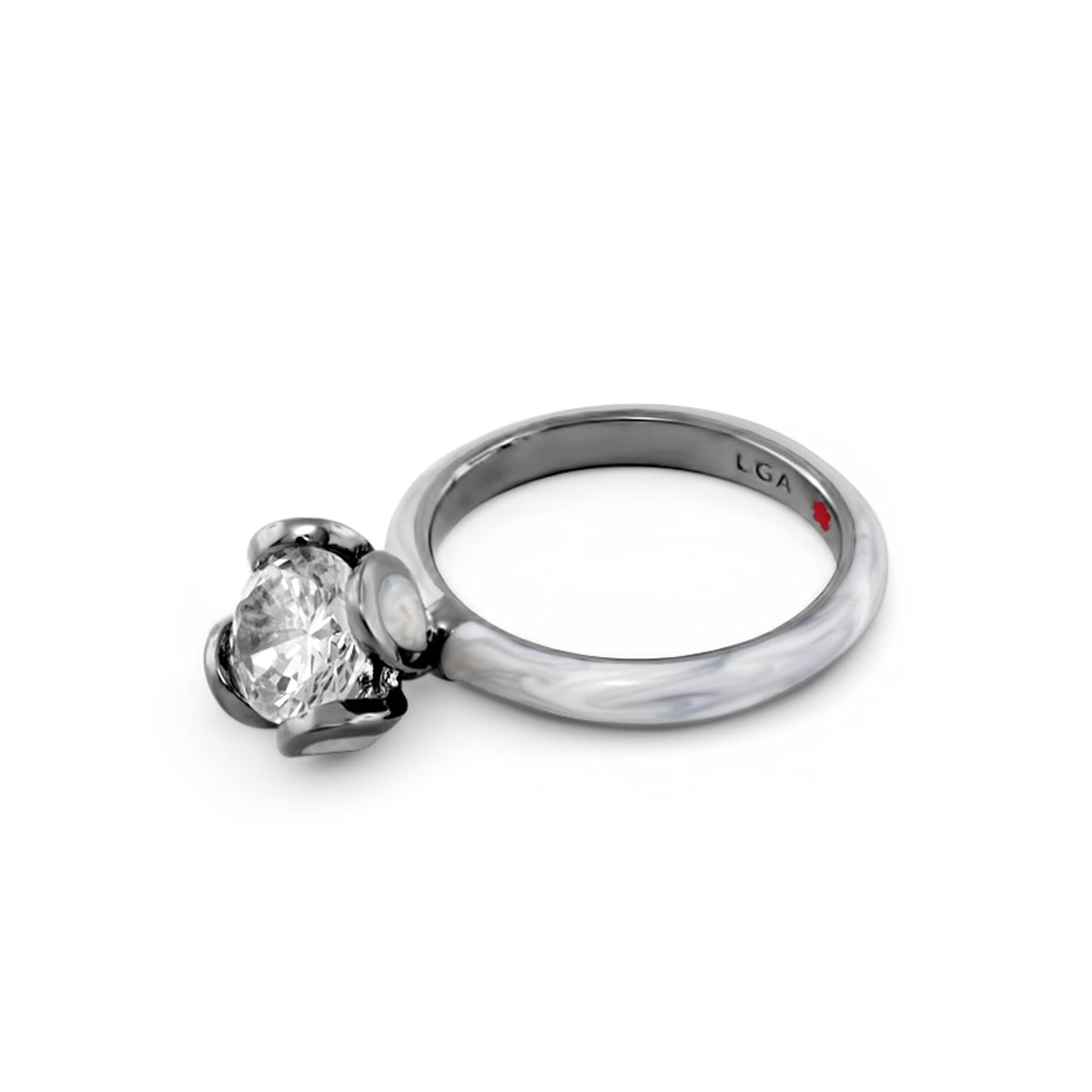 Beautiful Blossom Stackable Ring by Lauren G Adams, silver band with round clear stone LGA on Tampa Home & Garden Store