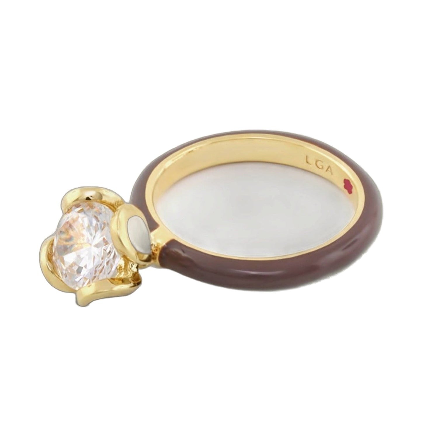 Beautiful Blossom Stackable Ring by Lauren G Adams, gold-tone band with crystal bloom on Tampa Home & Garden Store