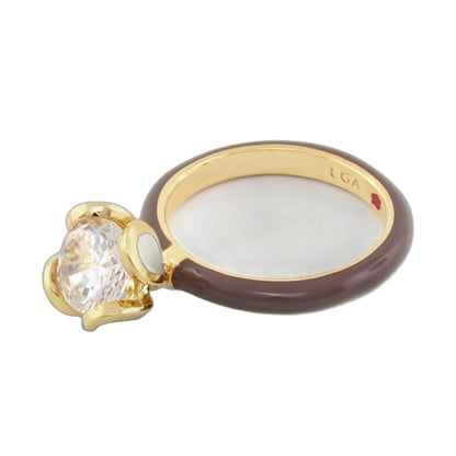 Beautiful Blossom Stackable Ring by Lauren G Adams, gold-tone band with crystal bloom on Tampa Home & Garden Store