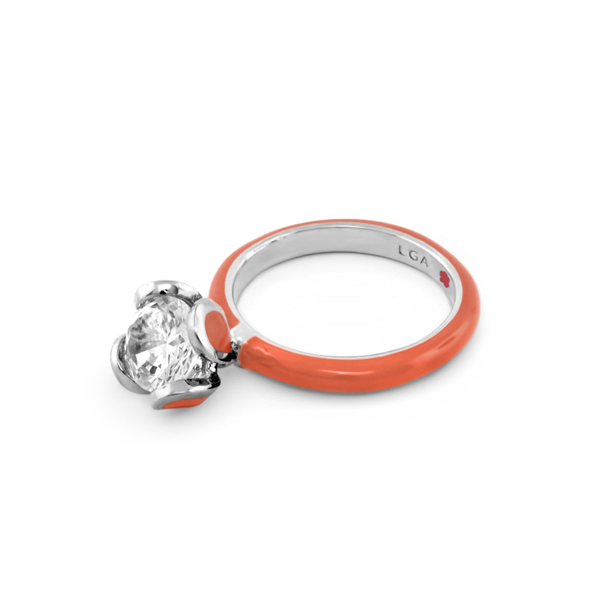 Beautiful Blossom Stackable Ring orange enamel band with clear gemstone by Lauren G Adams on Tampa Home & Garden Store
