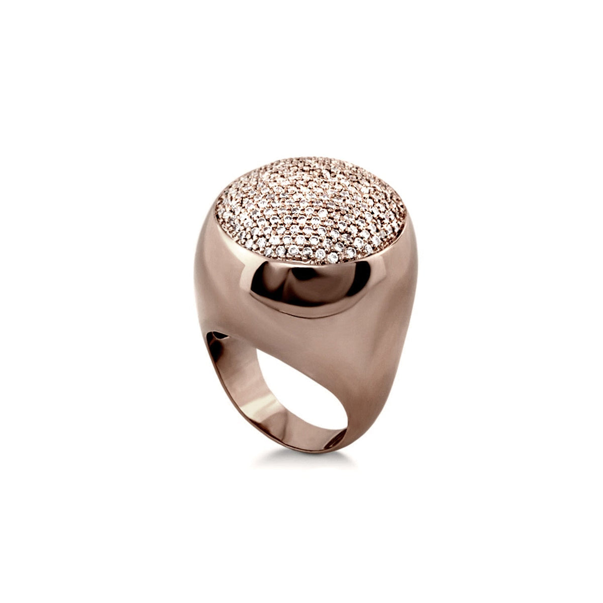 Beautiful Blossom cocktail ring by Lauren G Adams, rose gold band with diamond pavé dome on Tampa Home & Garden Store