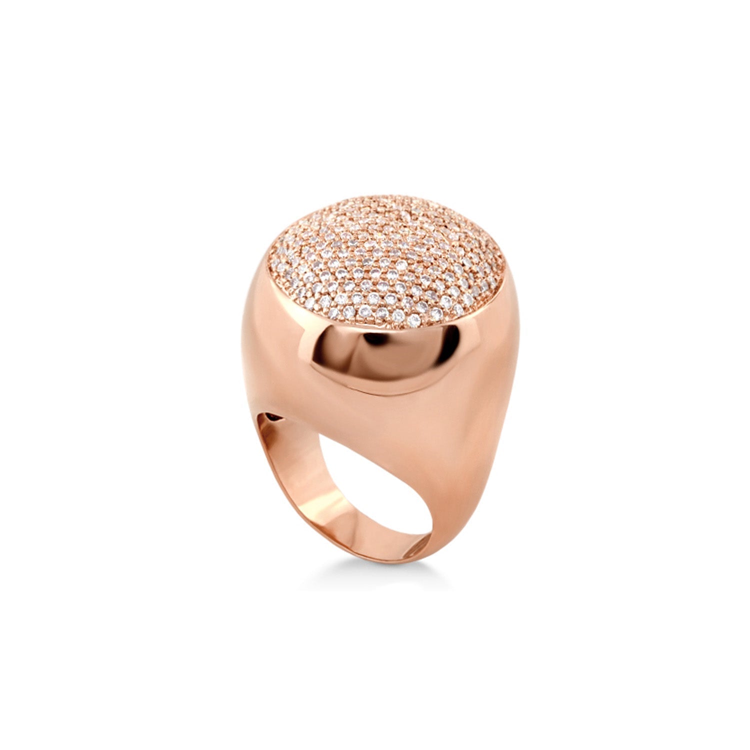 Beautiful Blossom rose gold cocktail ring with pavé crystal dome on smooth band on Tampa Home & Garden Store