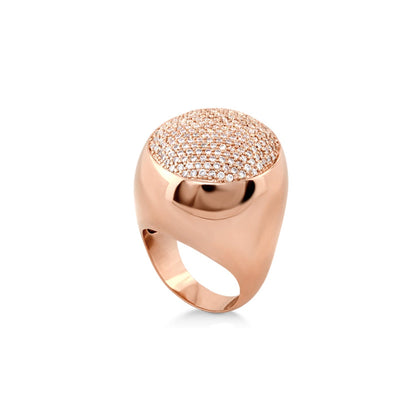 Beautiful Blossom rose gold cocktail ring with pavé crystal dome on smooth band on Tampa Home & Garden Store