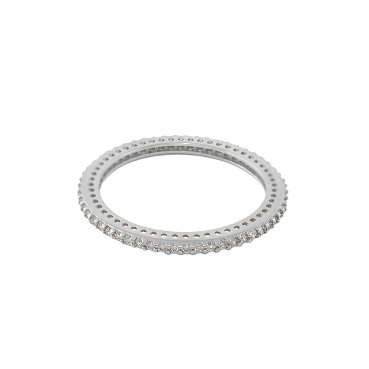 Axis Stackable Ring by Lauren G Adams, silver-tone band with pavé diamonds around edge on Tampa Home & Garden Store