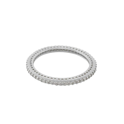 Axis Stackable Ring by Lauren G Adams, silver-tone band with pavé diamonds around edge on Tampa Home & Garden Store